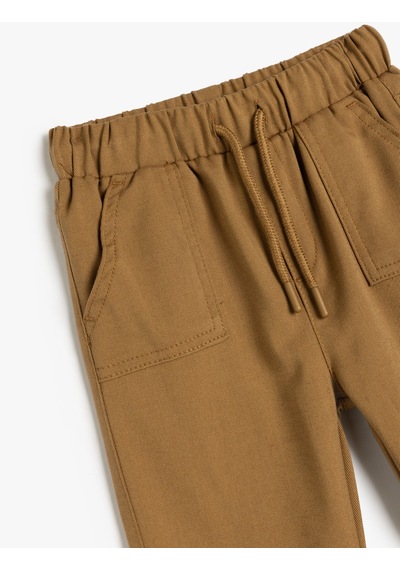 Koton Jogger Pantolon Beli Bağlamalı Cepli Deve Tüyü 5smb40033tw Taba