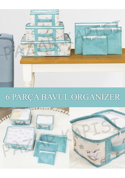 Baby Lüks 6'lı Bavul Organizer Seyahat Çantası Mavi
