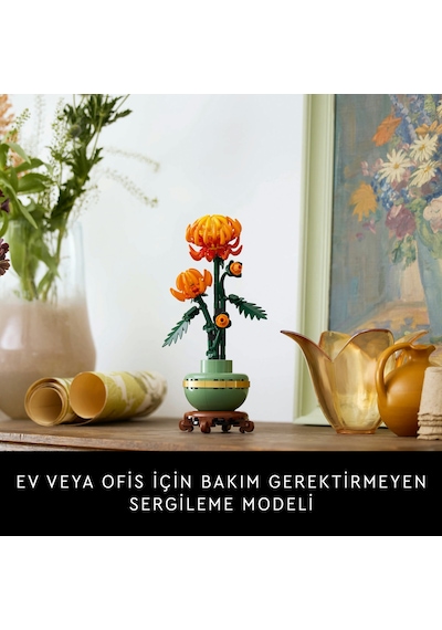 LEGO® Botanicals Krizantem 10368 – Yetiskinler için Pastel Yesil Saksi Içeren Dekoratif Çiçek Modeli Yapim Seti (278 Parça)