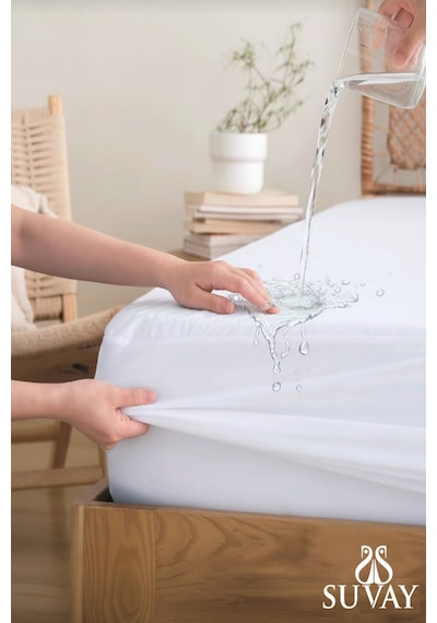 SUVAY Sıvı Geçirmez Alez Micro Fitted Çarşaf Tipi Yatak Koruyucu Tek ve Çift Kişilik