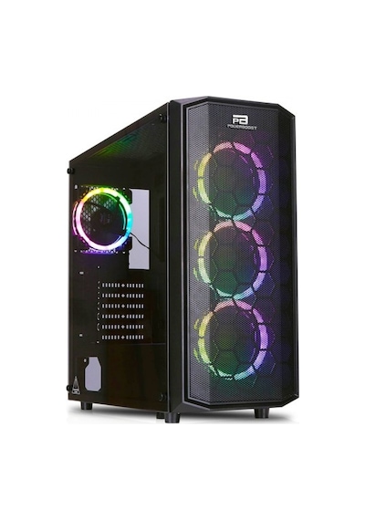 Power Boost JBST-X58RGB-650 650W 80+ 4x Rainbow Fan Mid Tower ATX Bilgisayar Kasası Siyah