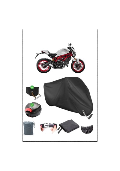 Siyah Ducatı Monster 797 Plus Arka Çanta Kilit Uyumlu Su Geçirmez Branda Motosiklet