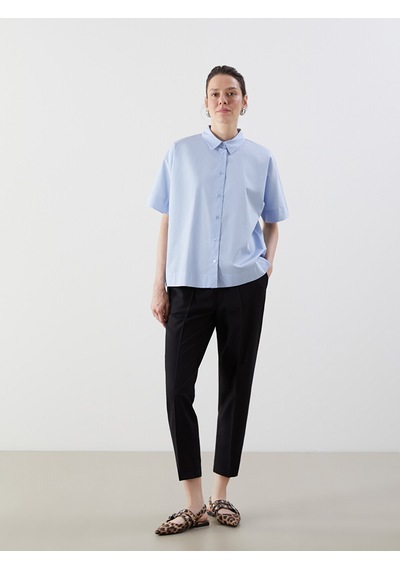 Lcw Comfort Mavi Oversize Poplin Kadın Gömlek