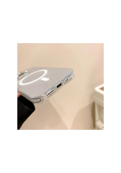 Apple İphone 15 Pro Max Uyumlu Kılıf Glow Taşlı Silikon Kılıf Kablosuz Şarj Siyah
