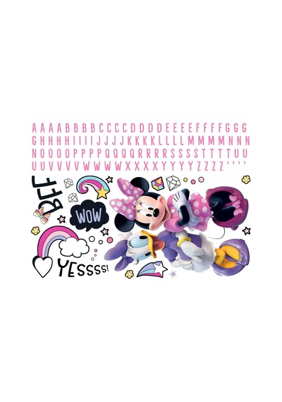 Rmk5156gm Minnie Mouse Soy Ve Yapıştır Alfabeli Dev Duvar Çıkartmaları Acı Kahve
