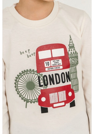 Rolypoly Erkek Çocuk Beep Beep London Bus Beyaz Uzun Kol Pijama Takım Rp3877-c-v2 Rp3877-c-v2