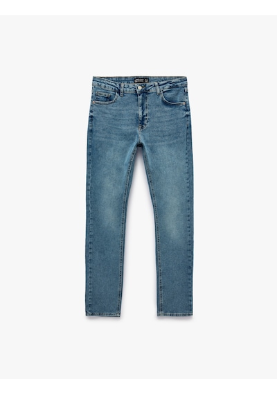 Koton Pamuklu Normal Bel Cepli Skinny Fit Jean Pantolon - Michael Jean Orta İndigo 7wam40257nd