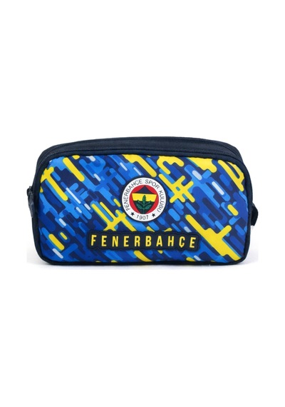 Fenerbahçe Lisanslı Garni Desenli Kalemlik - Lacivert 2 Bölmeli Kalem Çantası Sarı - Lacivert