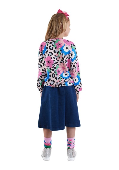 Denokids Kız Çocuk Midi Boy Denim Etek Renkli