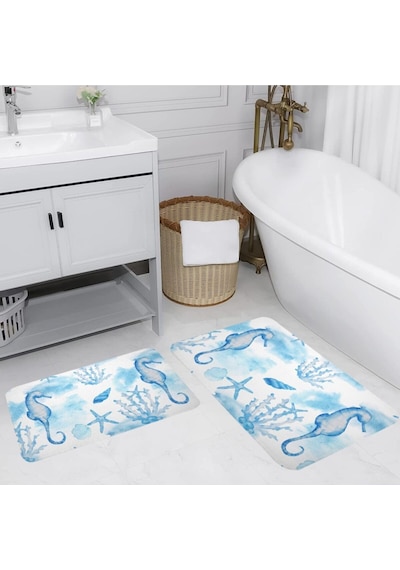 Eliana Home Dijital Baskılı 2'li Banyo Paspas Takımı Lna5057 Mavi