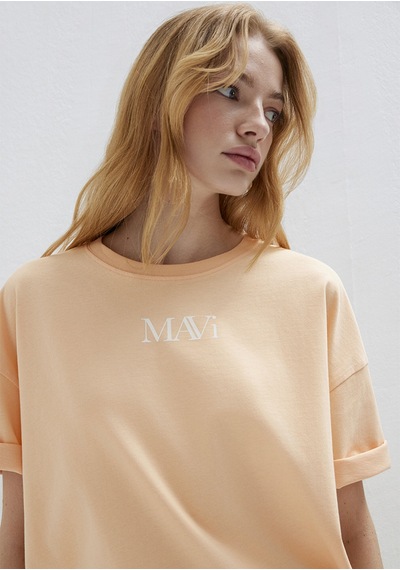 Mavi - Mavi Logo Baskılı Turuncu Tişört 1611593-71220 Turuncu