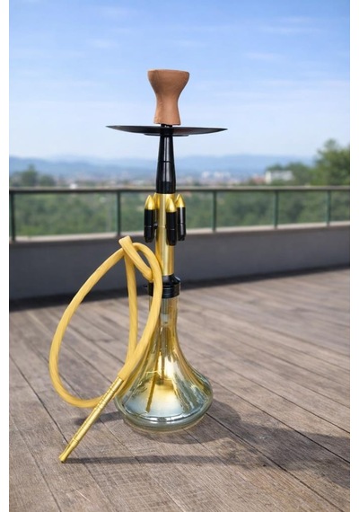 Cam Nargile 60 Cm Büyük Boy Gold Siyah Lüks Nargile Takımı Teras Balkon Şark Köşesi Dekor
