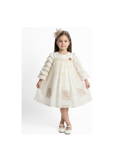 Xo Kids Kız Çocuk Elbise 4-8 Yaş 924 Bej