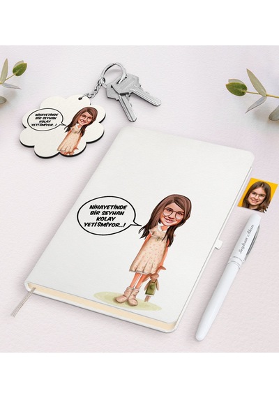 Kişiye Özel Kız Çocuk Kolay Yetişmiyor Karikatürlü Beyaz Defter K N11.16432