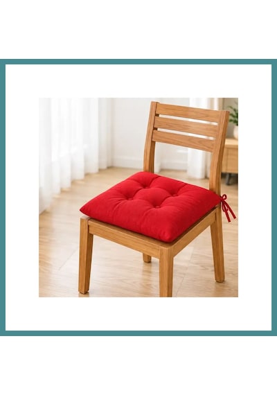 Trendexa Bağcıklı Sandalye Minderi 40 40 4 Cm Kırmızı Dış Mekân Mac