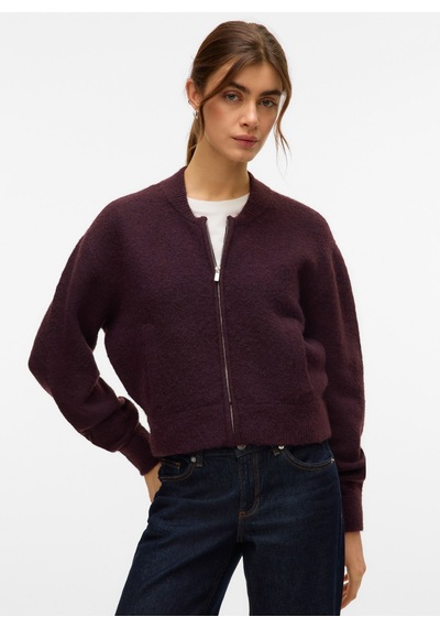 Vero Moda Bordo Kadın Fermuarlı Kazak Vmhanna Ls O-neck Zıpper Cardıgan B