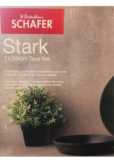 Schafer Stark 2 Parça Granit Döküm Tava Seti Yanmaz Yapışmaz - Gri