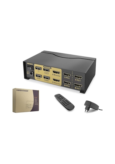 Hdx1376 Hdmi Kvm Switch Dual Monitör 2+2 Hdmi / 2+2 Usb Port Kablolu Siyah-127224