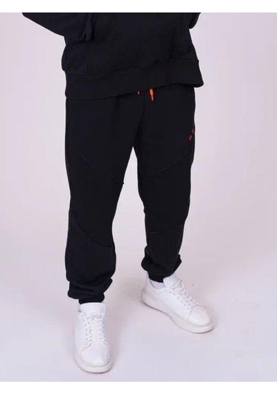 Erkek Çocuk Kapüşonlu Sweatshirt Real Yazılı Jogger Eşofman Takım - 13416 - Siyah