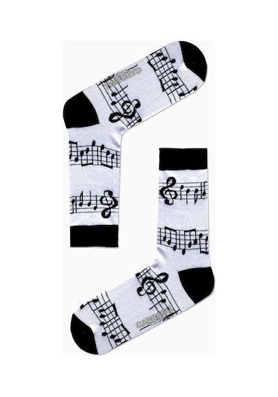 Carnaval Socks Müzik Notalar Desenli Renkli Çorap Siyah Beyaz