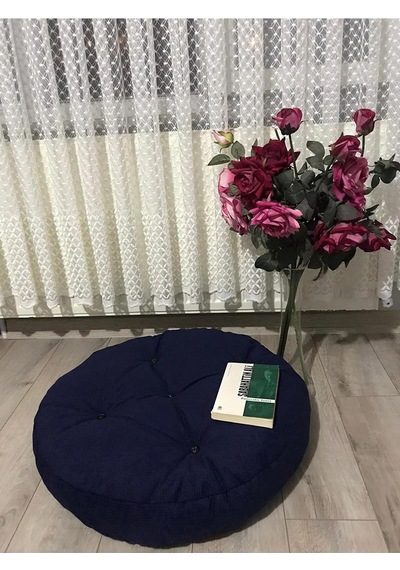 Makrome Salıncak Yer Minder Puf 70x70 Lacivert