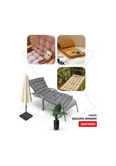 Şezlong Minderi 180x60x12 Cm Su İtici Uv Dayanımlı Plaj Minderi Punto Antrasit