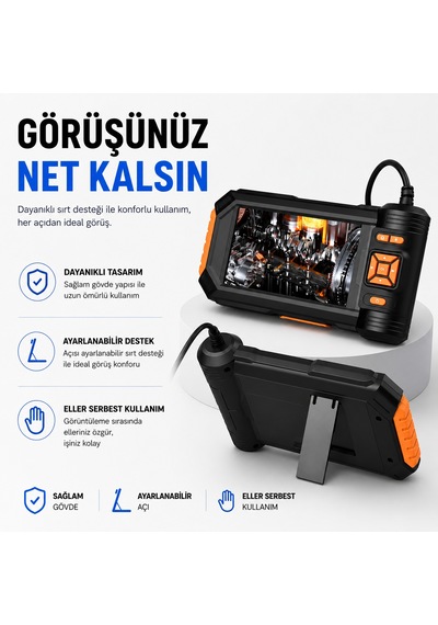 5 Metre 3 Kameralı Ekranlı Kayıt Yapabilen Endoskopi Yılan Kamera