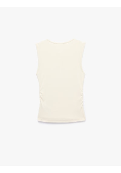 Koton Ribanalı Düğmeli Yuvarlak Henley Yaka Fitilli Atlet Sarı 6sak10407ek