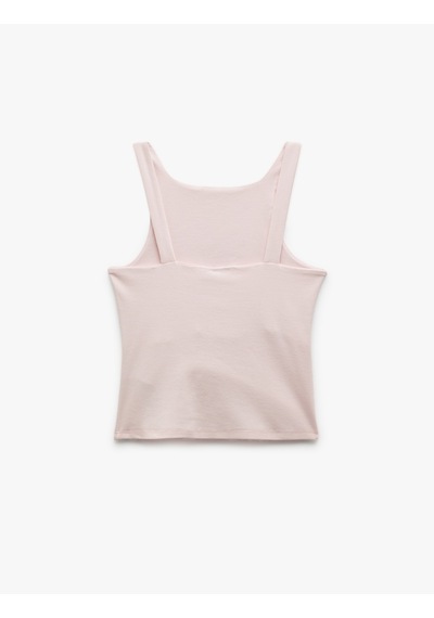 Koton Kare Yaka Kolsuz Dar Kesim Basic Drapeli Bluz Pembe 5sal30363ık Gül