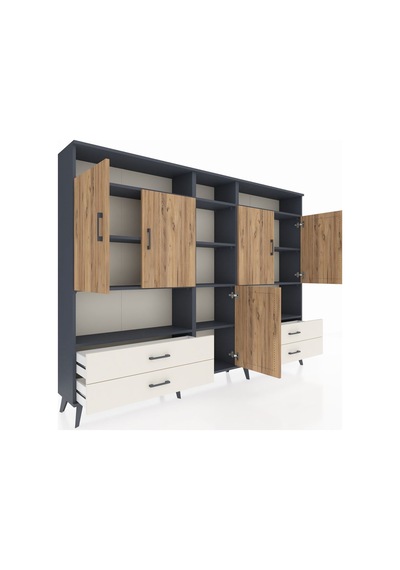 Arges Dolap 12 Raflı 4 Çekmeceli 5 Kapaklı 220x30x163 Antrasit-çam/aytaşı Atlas Çam/aytası - Antrasıt Arges Dolap 12 Raflı 4 Çekmeceli 5 Kapaklı 220x30x163 Antrasit-çam/aytaşı Atlas Çam/aytası - Antrasıt