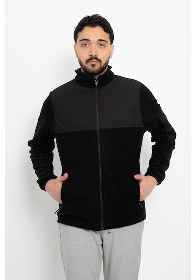 Dasüniforma Softshell Detay Polar Su İtici Standart Fit Ceket Rüzgar Geçirmez Tam Fermuar Kışlık Unisex Mont Siyah