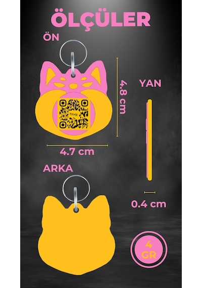 Petjoo 18.Cheems Sarı-Pembe Qr'lı Köpek Künyesi
