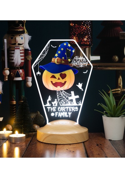 Halloween Şapkalı Bal Kabağı Cadılar Bayramı Hediyesi Led Lamba