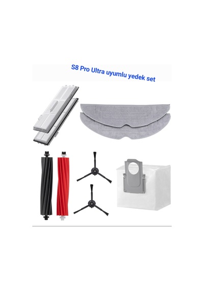 Roborock Uyumlu S8 Pro Ultra Sonic Uyumlu Yedek Fırça Filtre Torba Paspas Seti