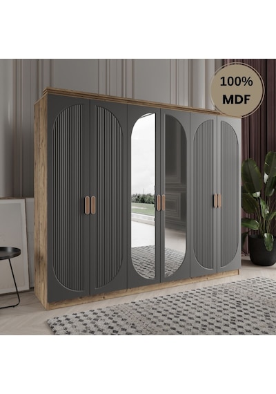 Soho 6 Kapak Mdf Gardırop Antrasit