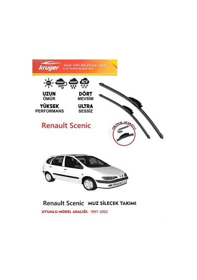 Renault Scenic 1 1997-2002 Arası Ön Muz Silecek Takımı Araca Özel Aparat