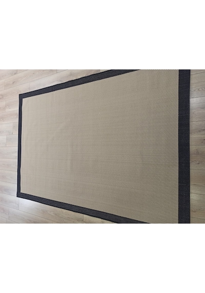 Çam Halı Sisal 9716 Bej / Siyah Bordürlü Jüt Sisal Kilim - 100x200
