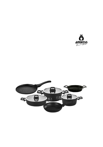 Asten - 7 Parça Orion Siyah + 26 Cm Krep Tava + 18 Cm Kuvars Sahan Diğer
