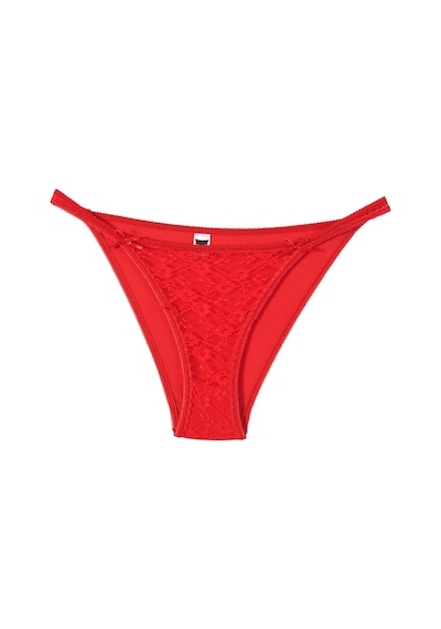 Tutku 12' Li Kadın Çift Biyeli Önü Tüllü Bikini Külot Kırmızı