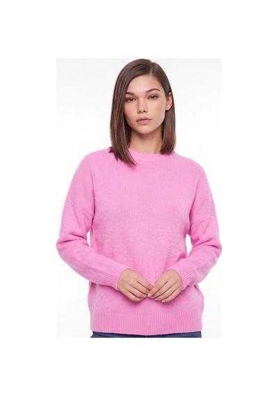 CEMO Bisiklet Yaka Oversize Triko Kazak 26k-tk251069118-pbm-std Pembe