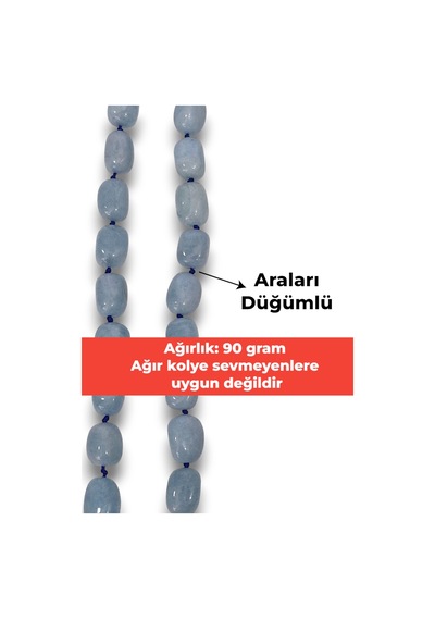İri Taşlı Akuamarin Kolye Fonksiyonel Ayarlanabilir Tasarım 458-3 Açık Mavi