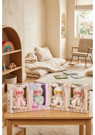 Nansi Figür Bebek - 17 Cm Peluş Kostümlü Emzikli Arkadaşım Kurdeleli Oyuncak Bebek