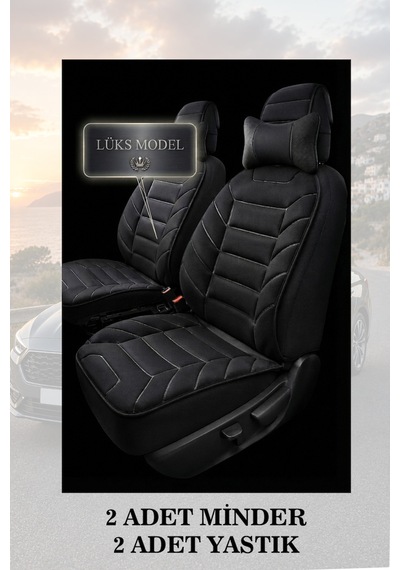 Corolla 2007 Uyumlu Siyah Renk Lüks Premium 2 Adet Minder Ve Yastık