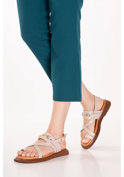 Gondol Hakiki Deri Vaketa Parmak Arası Sandalet Crm.501 Vizon Gondol Hakiki Deri Vaketa Parmak Arası Sandalet Crm.501 Vizon