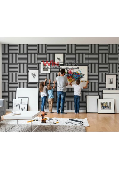 Winflex Mini Eko Akustik Ahşap Panel Antrasit Gri - 30x30cm Antrasit Gri 30x30cm