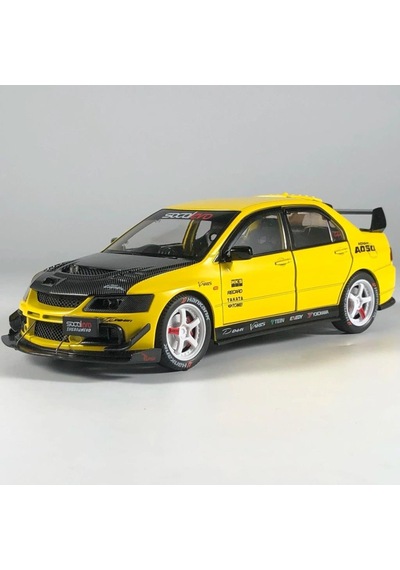Hobiez World 1:24 Lisanslı Metal Mitsubishi Lancer Evolution Ix Kapısı Kaputu Ve Bagajı Açılan Model Araba Sarı