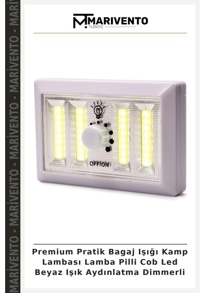 Premium Pratik Bagaj Işığı Kamp Lambası Lamba Pilli Cob Led Beyaz Işık Aydınlatma Dimmerli