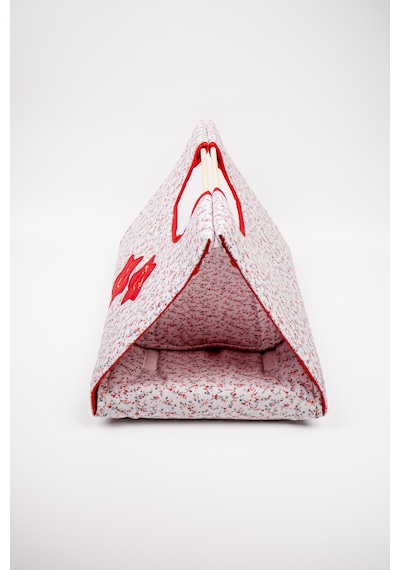 Fabric Craft Bag Borcam Taşıma Çantası Elyaf Dolgulu Yemek Taşıma Çantası Piknik Ve Fırın Kabı Kırmızı - Beyaz