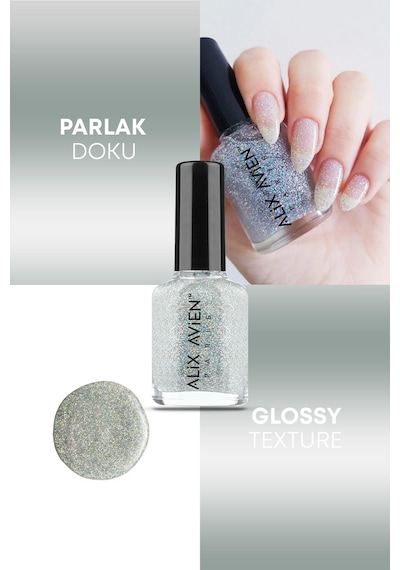 Alix Avien Gri Simli Oje 39 Yüksek Pigmentli Uzun Süreli Kalıcılık Hızlı Kuruma Nail Lacquer 39