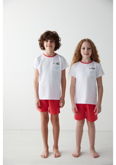 Penti Unisex Çocuk Pastel Boya Baskılı Pijama Takımı Çok Renkli